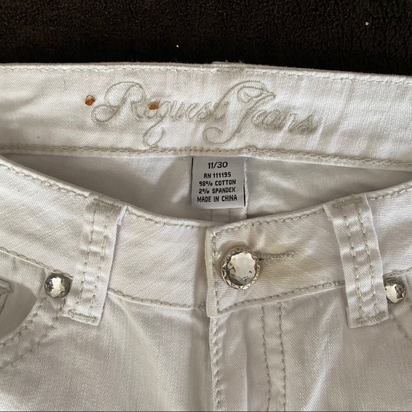 White Denim Distressed Shorts - Picture 6 of 6